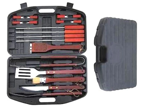 18 pcs solid wood handle bbq tool set