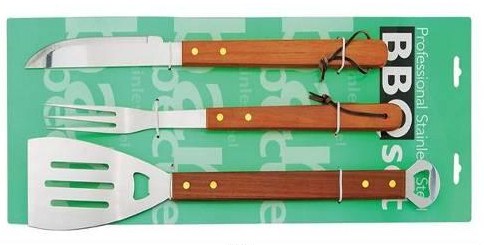 3 pcs bbq tool set on card