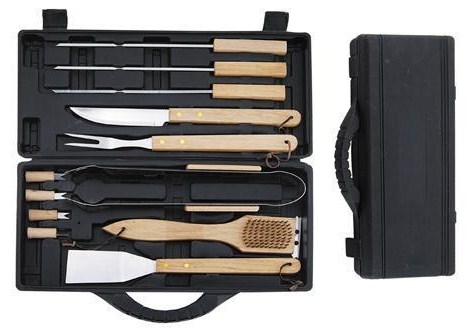 12pcs solid wood bbq tool set