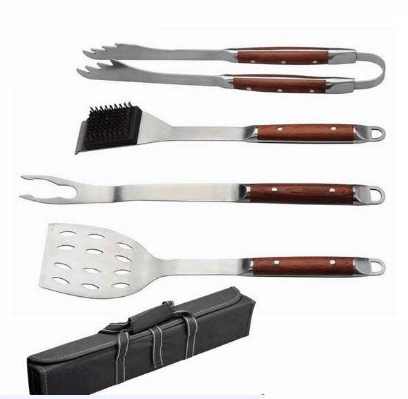 4 pcs luxury pakka wood bbq tool set