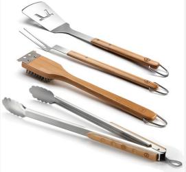 new 4 pcs bamboo handle BBQ sets