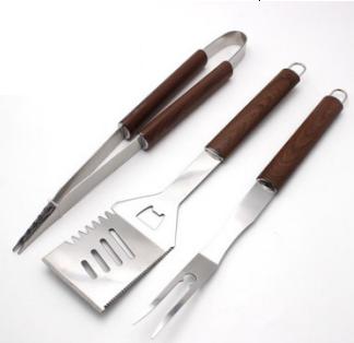 3 pcs high quality rose wood handle BBQ tools set