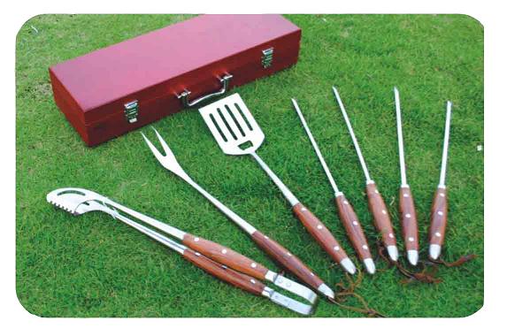 7 PCS PAKKA WOOD BBQ TOOL