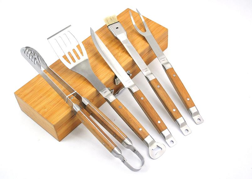 new 5 pcs bamboo bbq tools