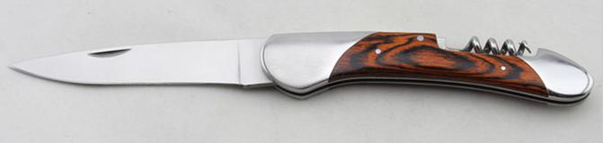 Stainles stainless folding knife wood laguiole knife WITH corkscrew